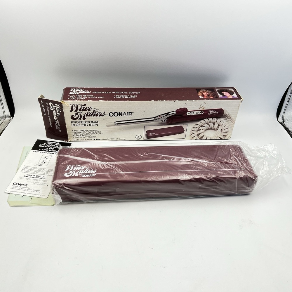 New! Vintage Conair Wave Makers 1/2" Hair Curling Iron Travel Case CD-19